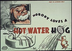 WWII Vintage Ad for Saving Water for Ecological Shaving